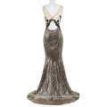 Starzz 2016 sin mangas pálido dorado Backless brillantes lentejuelas largo formal vestido de noche ST000072-2